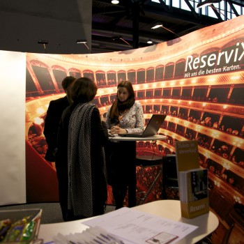 Messestand- Gestaltung eines Ticketing-Anbieters