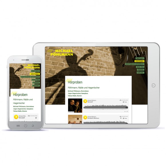 Gestaltungsbeispiel Musiker-Webpräsenz – Bassist