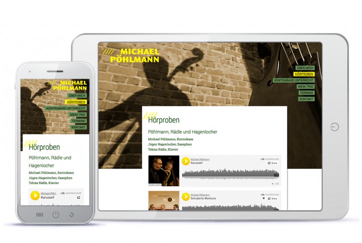 Gestaltungsbeispiel Musiker-Webpräsenz – Bassist