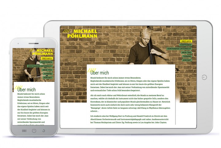 Webauftritt für Kontrabassist- Beispiel Miriam Awe