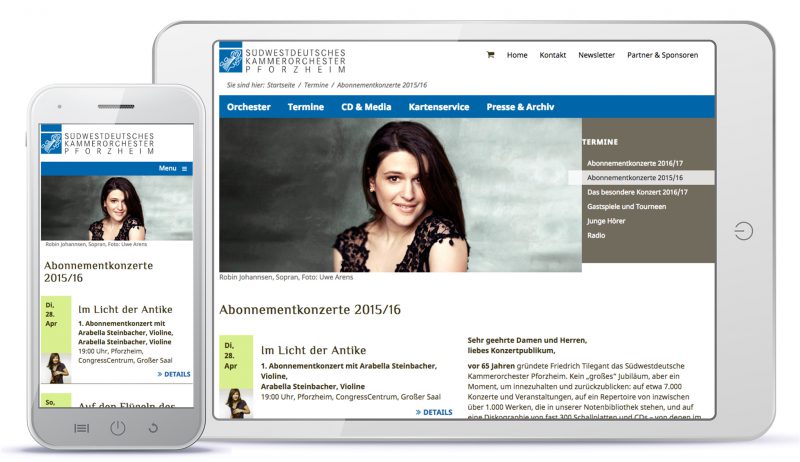 Webdesign Südwestdeutsches Kammerorchester Pforzheim – Abo