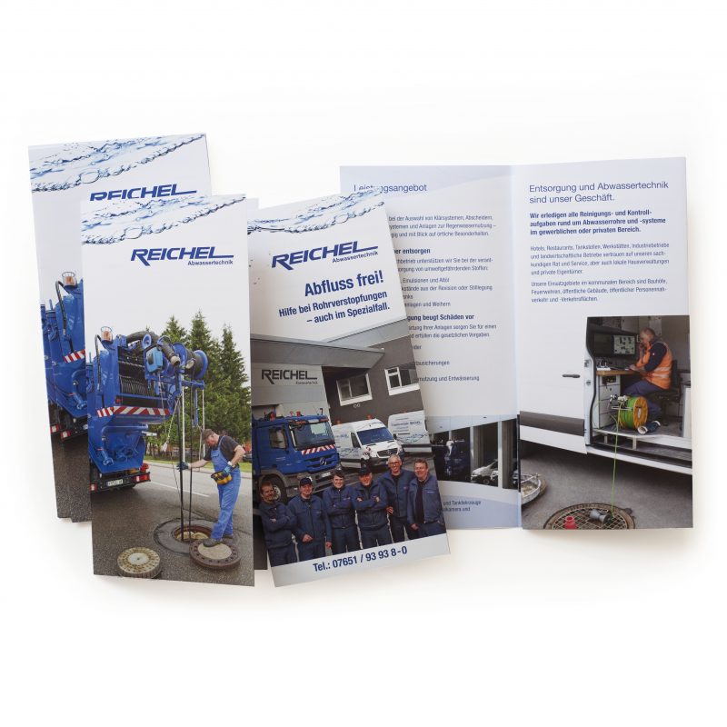 Infomaterial (Faltblätter) gestaltet zum Unternehmertreff bei Reichel Abwassertechnik