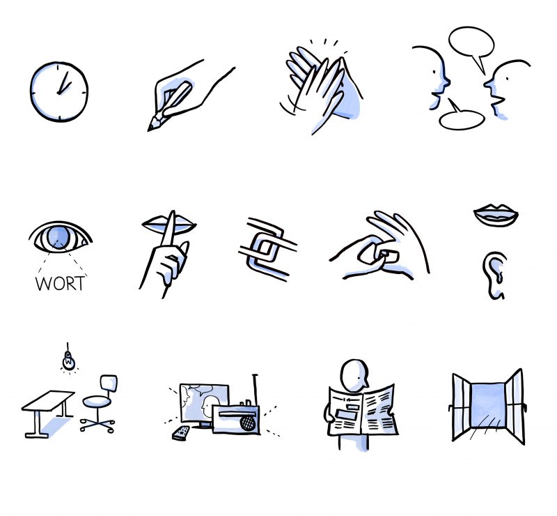 icon-Sammlung für das "Lernen lernen" Video im Auftrag der Volkshochschule Baar