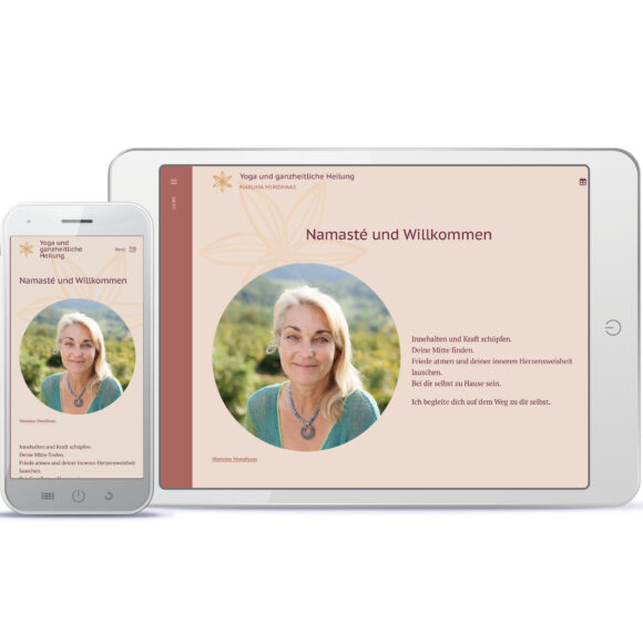 Startseite eines Yogastudios